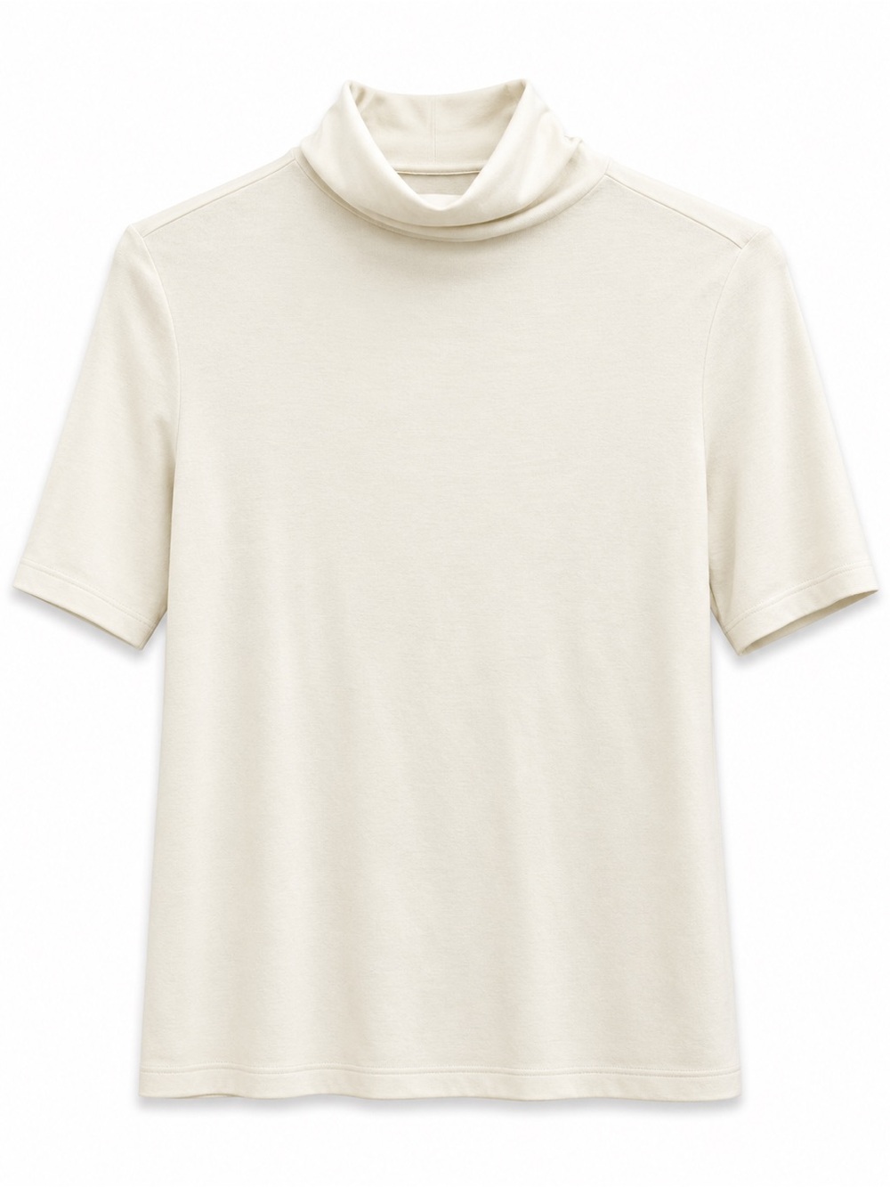 Banana Republic Factory Cream Short Sleeve Mock Neck Tee